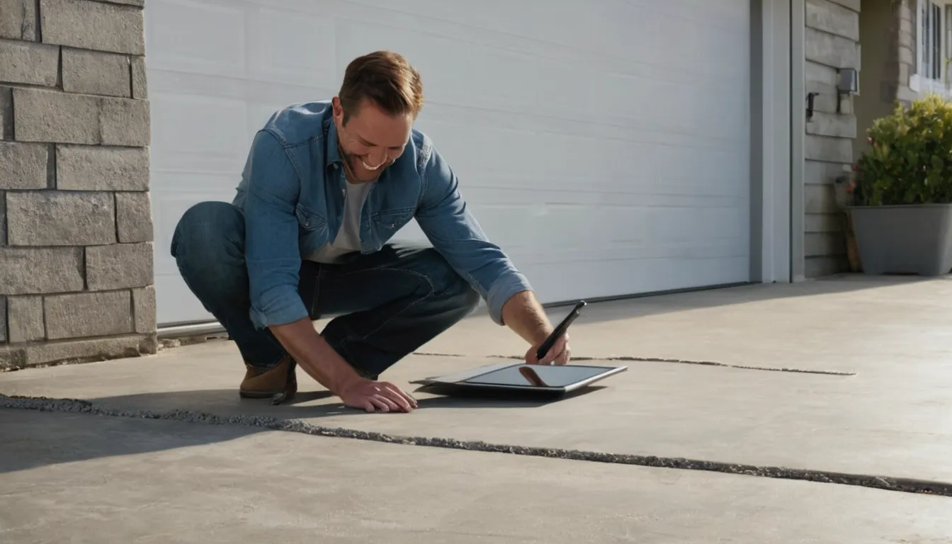 Provider inspecting a concrete garage slab in the Irvine area
