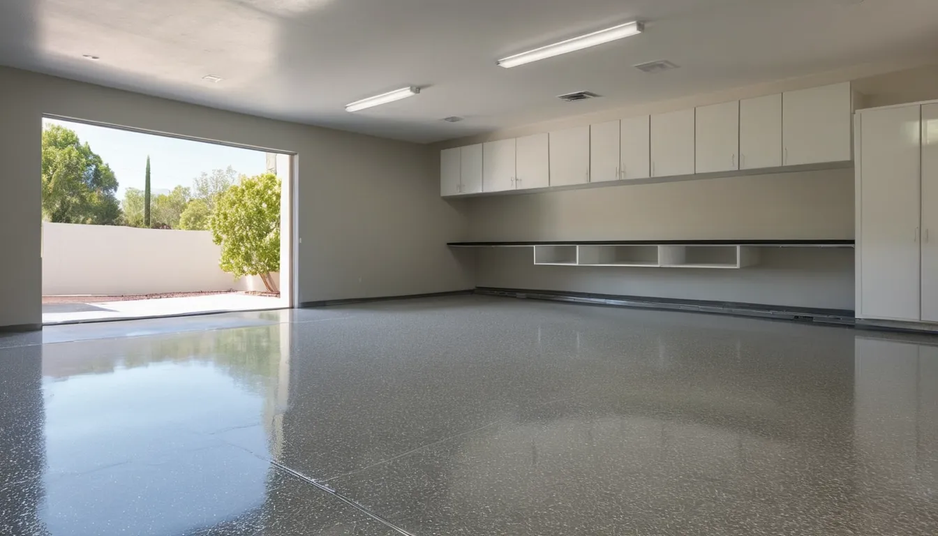 A freshly coated epoxy garage floor in a Irvine home
